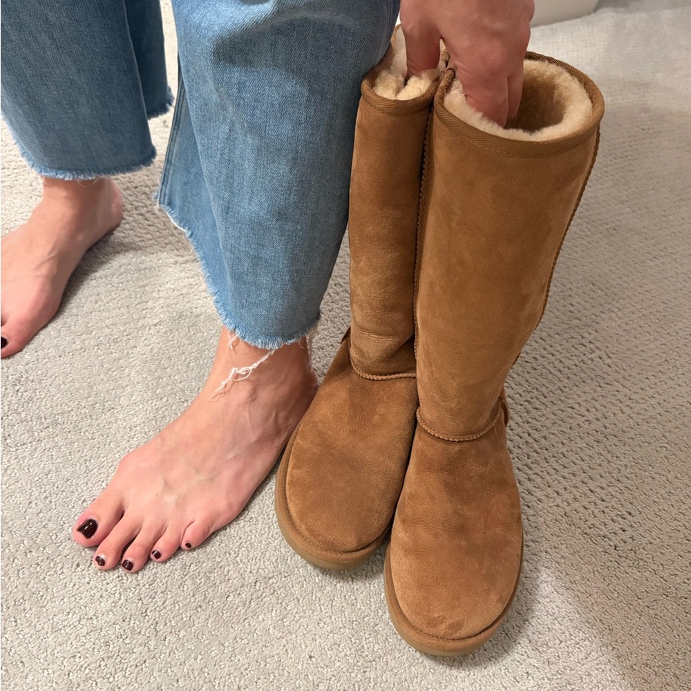 UGG Tan Suede Women's Slippers - Picture 2 of 5